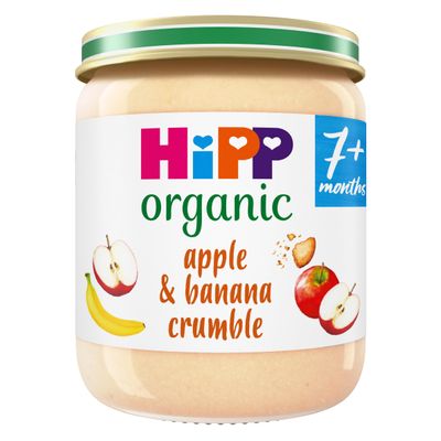 HiPP Organic Apple & Banana Crumble Baby Food Jar 7+ Months 160g (Pack of 6)