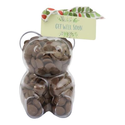 ButtonChocs Get Well Soon Chocolate Teddy Bear. Belgian Milk Chocolate Get Well Soon Gift.