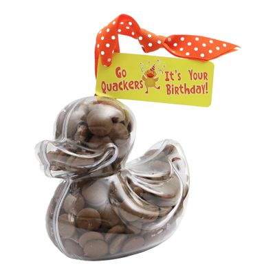 ButtonChocs Birthday Chocolate Duck - Go Quackers It's Your Birthday. Belgian Milk Chocolate Birthday Gift.