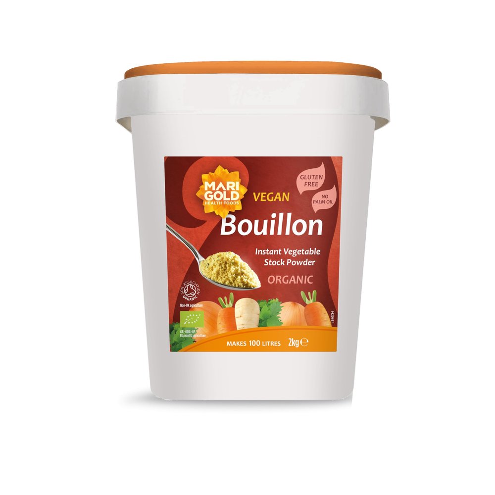 Marigold Organic Vegetable Bouillon Powder, 2kg  Instant Vegan Stock Powder, Natural Ingredients, Low Calories  Ideal for Soups, Stews & Sauces.