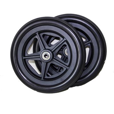 2pcs 6" 7" 8" PU solid tire front wheel wheelchair wheel rubber tire, black gray (Color : Black, Size : 7 inches)