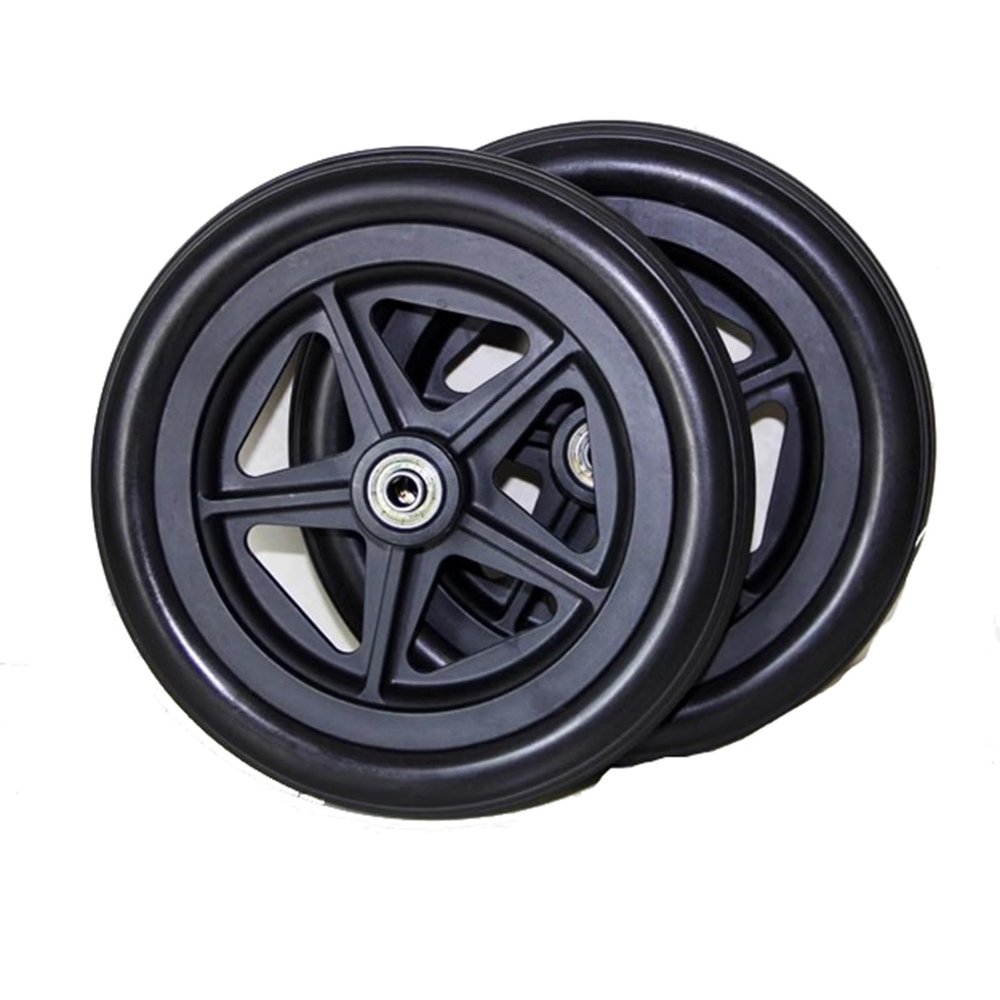 2pcs 6" 7" 8" PU solid tire front wheel wheelchair wheel rubber tire, black gray (Color : Black, Size : 7 inches)