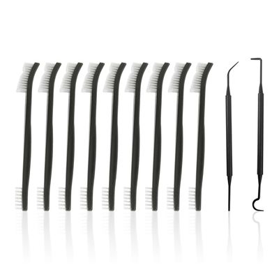 11pcs Cleaning Set - Nylon Double-ended Brush, Hard Bristle Crevice & Multi-purpose Brushes, Suitable for Kitchen & Bathroom