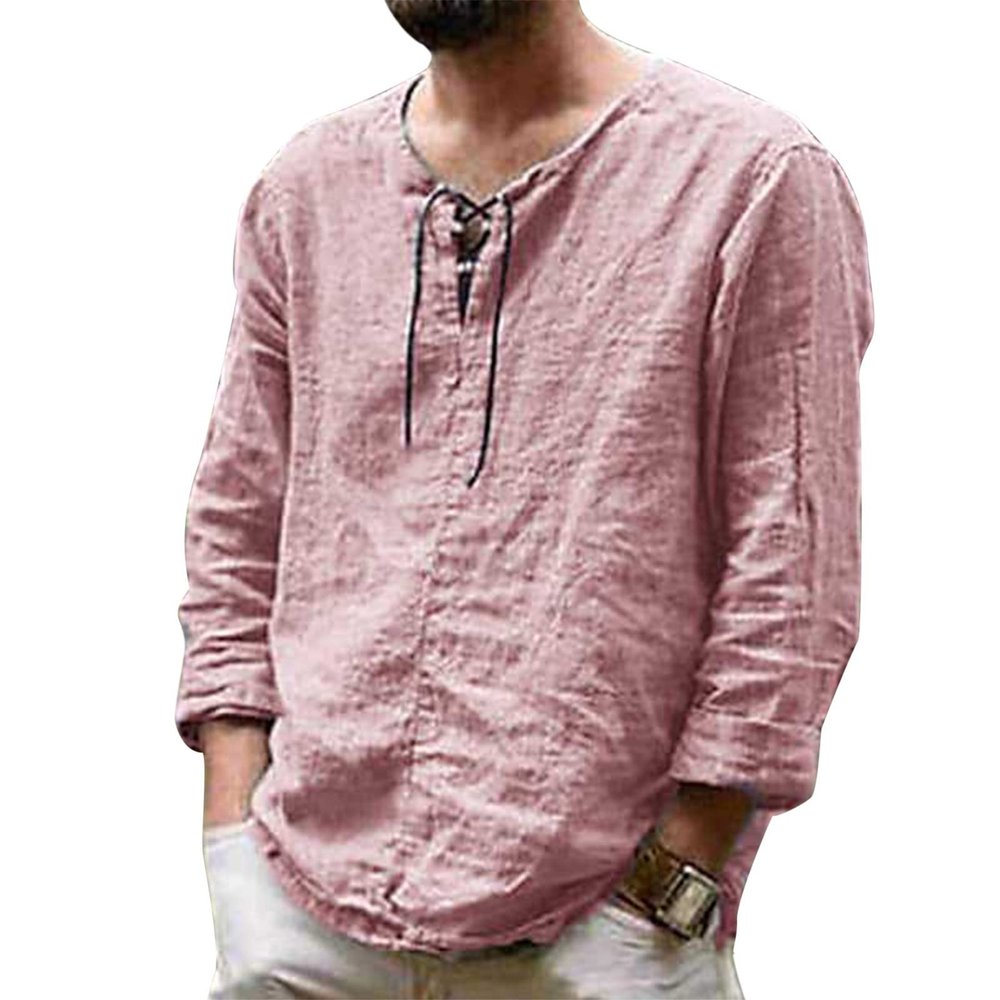 Basic T-Shirt Men's Linen Henley Shirt Long Sleeve T-Shirts Fit Tracksuit Casual Shirt Short Sleeve Sports Cotton Shirts Short Sleeve Shirt Slim Fit Cotton T-Shirt Men, red, 3XL