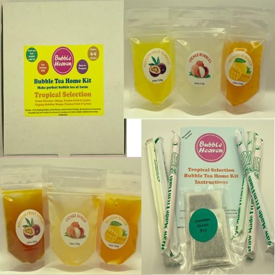 Fruity Tropical Selection Boba Bubble Tea Make at Home Kit 6-12 Extra Large Drinks