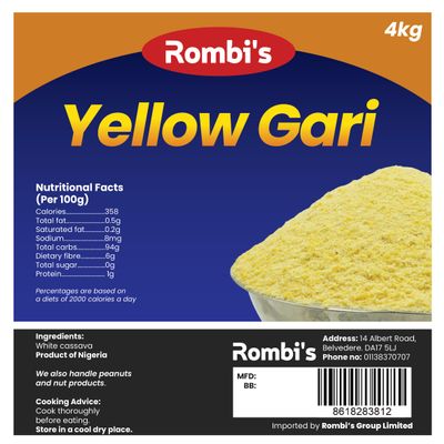 Rombi's Yellow Gari 4kg (Nigerian Yellow Gari)