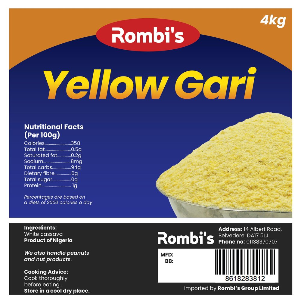 Rombi's Yellow Gari 4kg (Nigerian Yellow Gari)