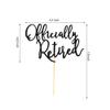 Arthsdite Officially Retired Cake Topper, Happy Retirement Cake Decorations, Plam Tree Beach Chair Retirement Party Decoration Supplies for Women or Men - Black Glitter view 2