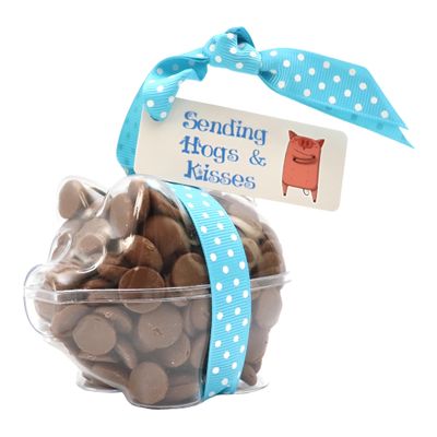 ButtonChocs Get Well Soon Chocolate Piglet - Sending Hogs & Kisses. Belgian Milk Chocolate Get Well Soon Gift. Thinking of You Gift.