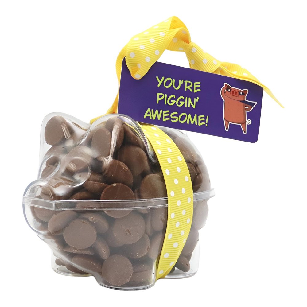 ButtonChocs Chocolate Piglet - You're Piggin Awesome. Belgian Milk Chocolate Gift.