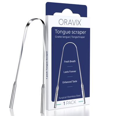Tongue Scraper Stainless Steel | Tongue Cleaner | for a Fresh Breath and Better Oral Health | Stainless Steel Tongue Scrapers | Tongue Cleaner for Kids and Adults | ORAVIX