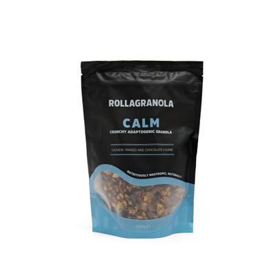 Rollagranola - Calm - Cashew, Mango & Chocolate Chunk Oat Granola 350g Pack. Gluten Free & Suitable For A Vegan Diet. Crunchy Adaptogenic Granola. Nutritiously Nootropic Naturally.
