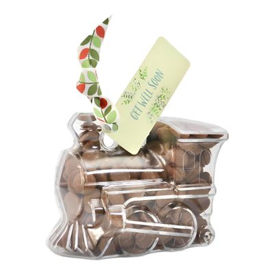 ButtonChocs Get Well Soon Chocolate Train. Belgian Milk Chocolate Get Well Soon Gift. Thinking of You Gift.