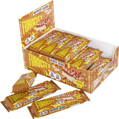 Furocity by Tyson Fury Protein Bars, Caramel Flavour, Case of 15 x 60g Bars, 20g Protein per Serving, Low in Sugar, Pre and Post-Workout Snack