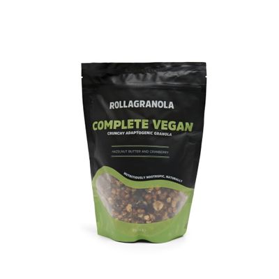 Rollagranola - Complete Vegan - Hazelnut Butter & Cranberry Granola 350g Pack. Gluten Free & Suitable For A Vegan Diet. Crunchy Adaptogenic Granola. Nutritiously Nootropic Naturally.