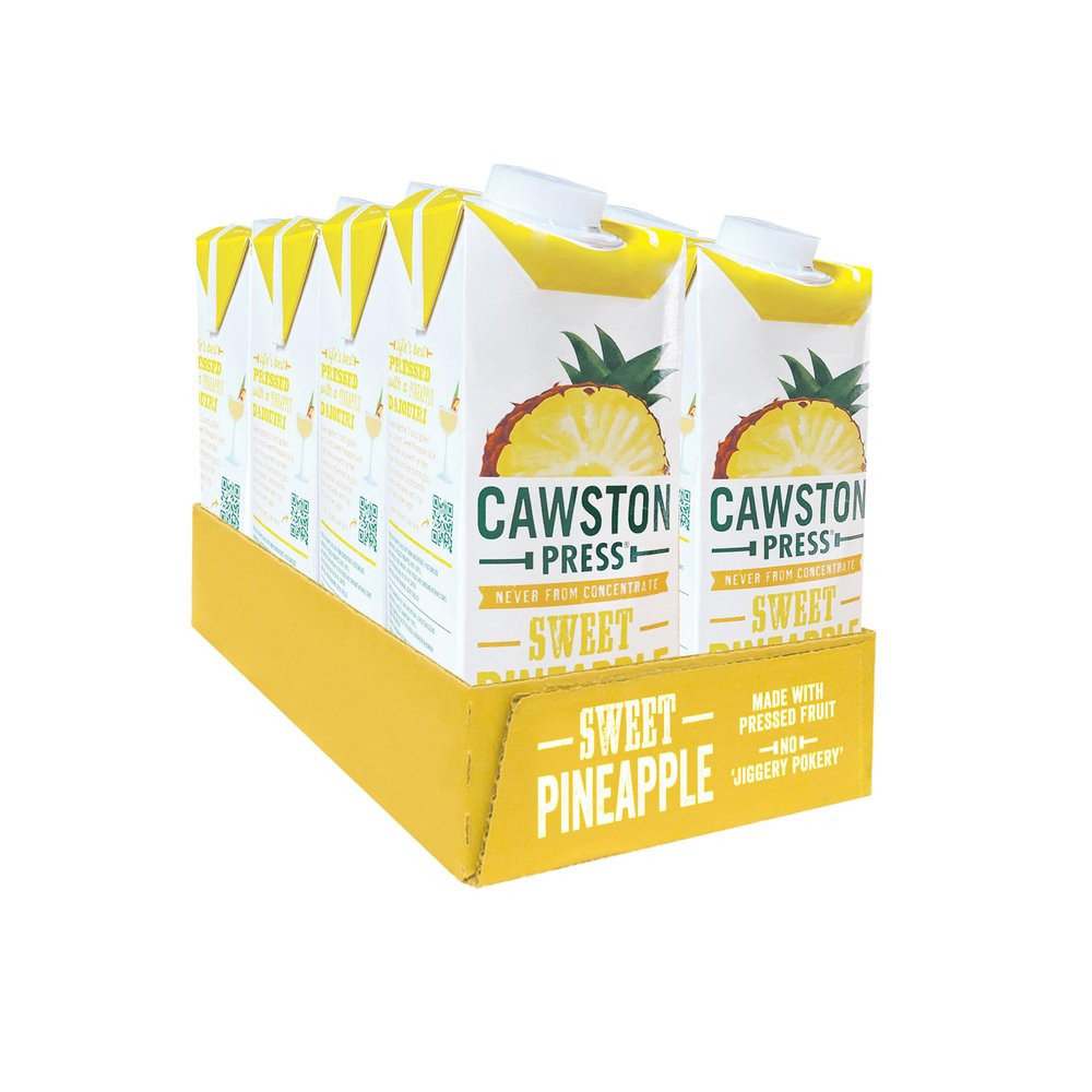 Cawston Press Pineapple Pressed Juice - 1 Litre Pack of Juice Cartons All Natural  Vegan  No Added Sugar, (Pack of 8)