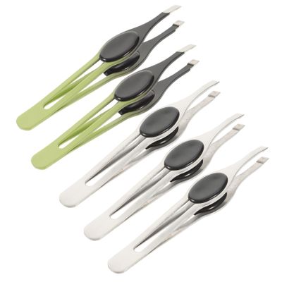 Beavorty Stainless Steel Set Eyebrow Shapers and Convenient Eyebrow Clips 5Pcs with Soft Pads Sturdy Precision Hair Removal Tools for Facial Grooming and Home Or Salon Random Color