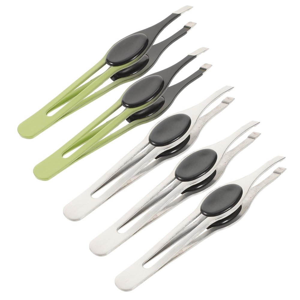 Beavorty Stainless Steel Set Eyebrow Shapers and Convenient Eyebrow Clips 5Pcs with Soft Pads Sturdy Precision Hair Removal Tools for Facial Grooming and Home Or Salon Random Color