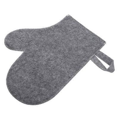 Beatifufu Insulated Sauna Mitt Felt Glove Hanging Ring Breathable and Fine Texture Bathing Glove for Spa Unisex White/Grey