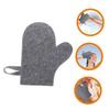 Beatifufu Insulated Sauna Mitt Felt Glove Hanging Ring Breathable and Fine Texture Bathing Glove for Spa Unisex White/Grey view 2