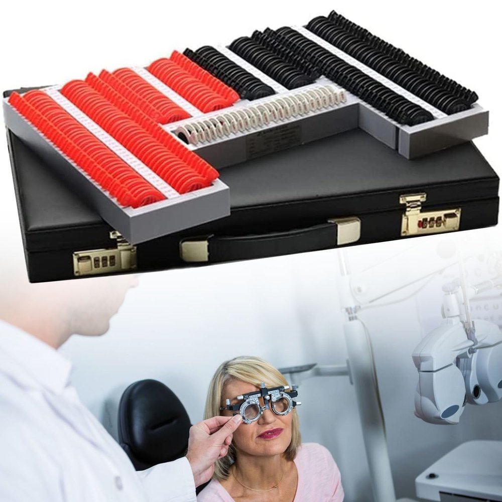 GEJLELDS 232Pcs Optical Trial Lens Set, Optometry Glasses Kit with Plastic Frame, Trial Frame, 26mm Aperture, Aluminum Case