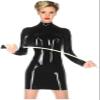 100% Natural Latex Dress Latex Catsuit Rubber Sexy Fitted Dress Party Skirt Cosplay Night Club Customized,Black,XXL view 1