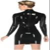 100% Natural Latex Dress Latex Catsuit Rubber Sexy Fitted Dress Party Skirt Cosplay Night Club Customized,Black,XXL view 2