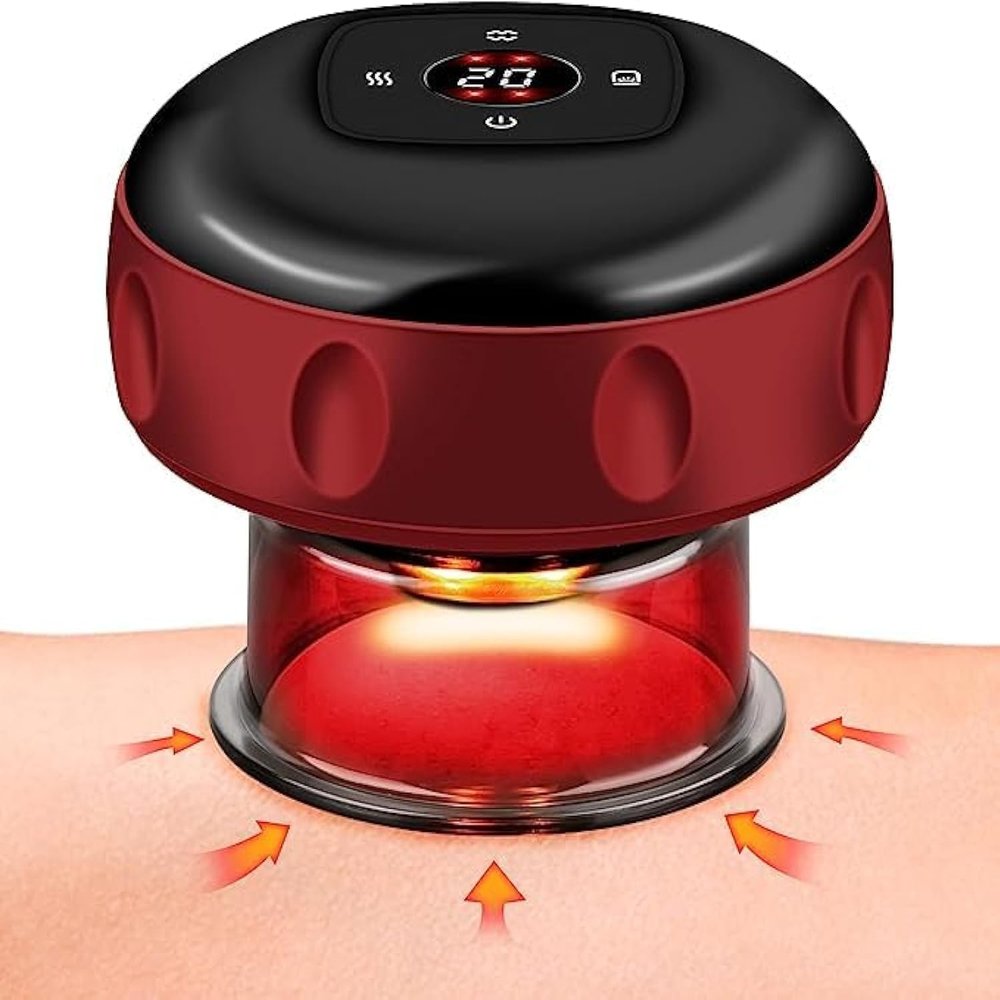 3 in 1 Cupping Therapy Set with 12 Level Suction & Temperature, Dynamic Gua Sha Massage Tool for Cellulite Reduction with Infrared Heat Rechargeable Back Massager Cellulite Massager