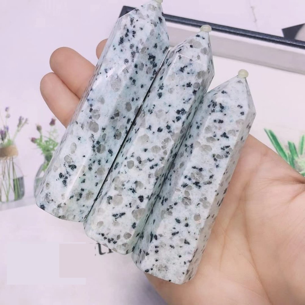 WGPHD meditation home Natural Crystal Point Healing Stone Tower Tianshan Blue Quartz Wand Beautiful Ornament for Home Decor Energy Stone Pyramid (Size : 3pcs 7-9cm)