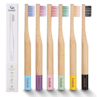 Kids Bamboo Toothbrushes Biodegradable Handle BPA Free Eco Friendly Children Size, FSC Certified and PETA Approved, Pack of 6 (Spiral Soft Nylon Bristles)