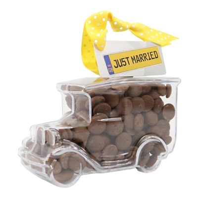 ButtonChocs Just Married Chocolate Vintage Car. Belgian Milk Chocolate Wedding Gift. Mr & Mrs Gift.