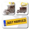 ButtonChocs Just Married Chocolate Vintage Car. Belgian Milk Chocolate Wedding Gift. Mr & Mrs Gift. view 2