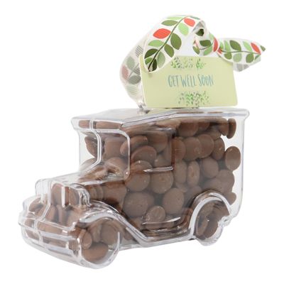 ButtonChocs Get Well Soon Chocolate Vintage Car. Belgian Milk Chocolate Get Well Soon Gift. Thinking of You Gift