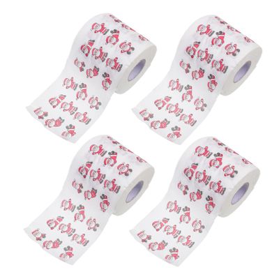 Cabilock 4 Rolls Christmas Toilet Roll Face Wash Paper Towel Kitchen Tissue Xmas Toilet Paper Funny Christmas Toilet Tissue Santa Claus Toilet Paper Christmas Paper Napkin Disposable