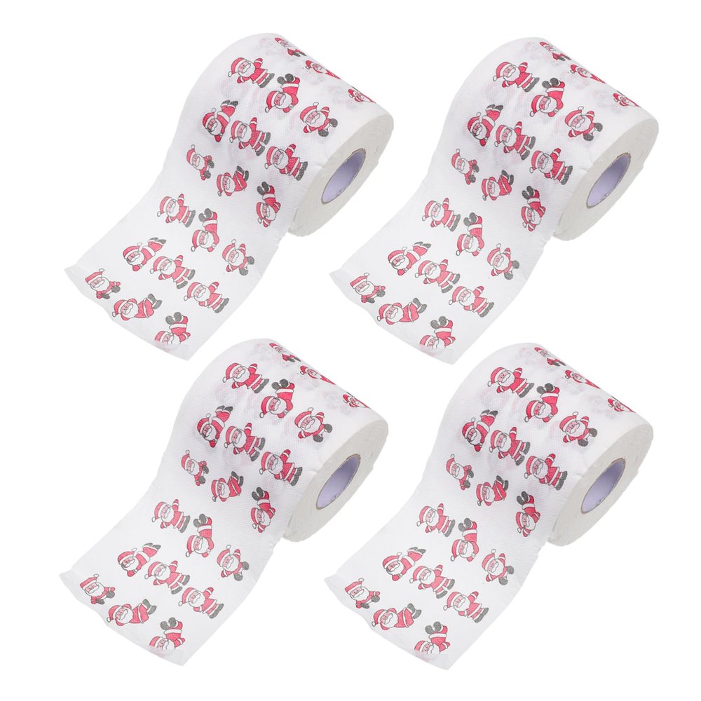Cabilock 4 Rolls Christmas Toilet Roll Face Wash Paper Towel Kitchen Tissue Xmas Toilet Paper Funny Christmas Toilet Tissue Santa Claus Toilet Paper Christmas Paper Napkin Disposable