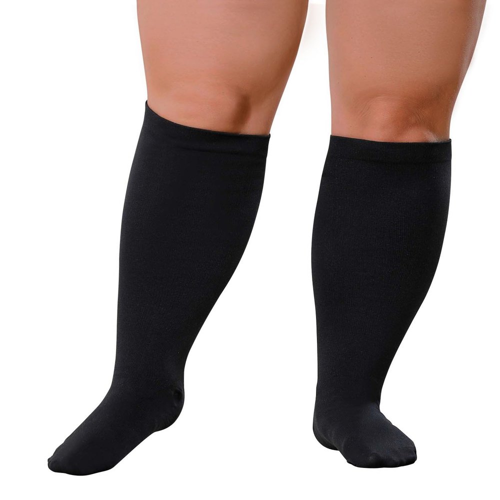 BODALA Plus Size Compression Socks for Women&Men, 20-30 mmHg Up to 7X-Large Extra Wide Calf Knee High for Support Circulation