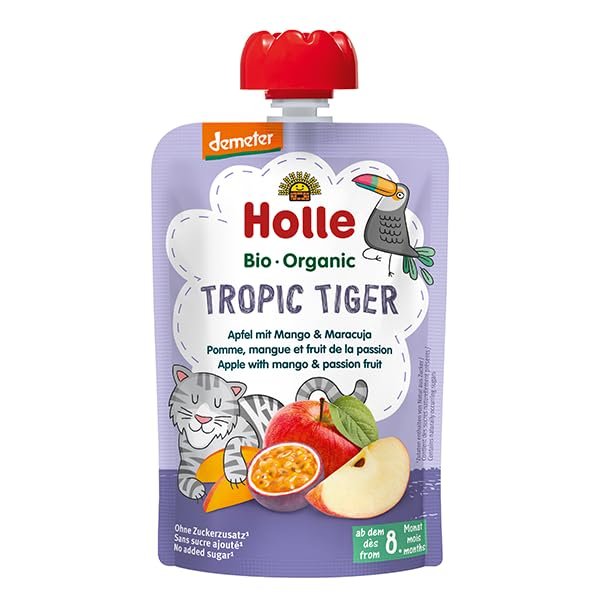 Holle Tropic Tiger - Pouch apple with mango & passion fruit, pack of 12
