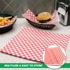 Greaseproof Paper Sheets, 100 Sheets Food Grade Wrap Paper, Oil-Proof Wrapping Wax Tissue, Waterproof Checkered Burger Paper for Deli Sandwich Cakes Cheese(Red) view 4