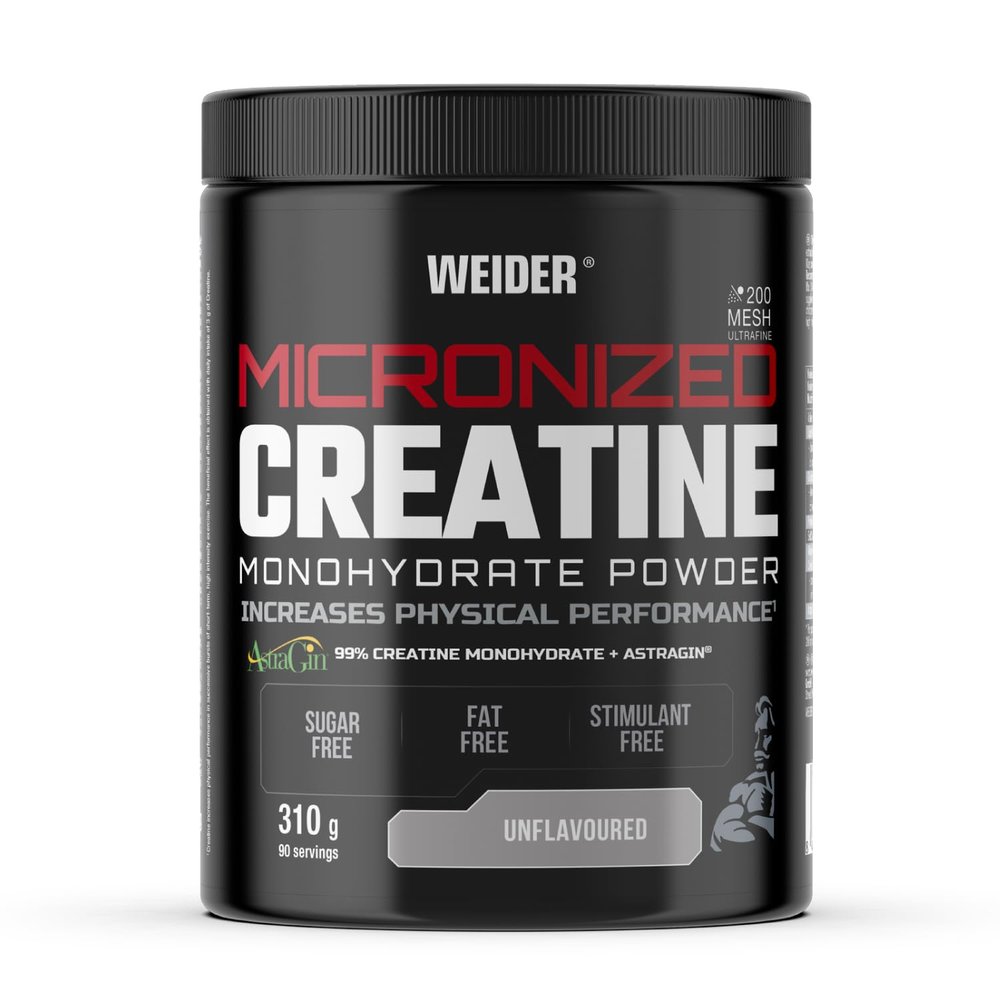 Weider Micronized Creatine Monohydrate Powder (310g) UnFlavoured. 99% Creatine Monohydrate 200 Mesh Ultrafine with AstraGin, No Sugar, No Fat, Vegan, Increases Physical Performance (90 Servings)