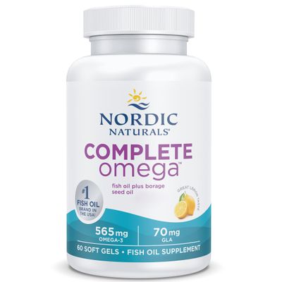 Nordic Naturals, Complete Omega-3, 565mg, with Borage Oil and GLA, 60 Softgels, Lemon Flavour, Soy Free, Gluten Free, Non-GMO