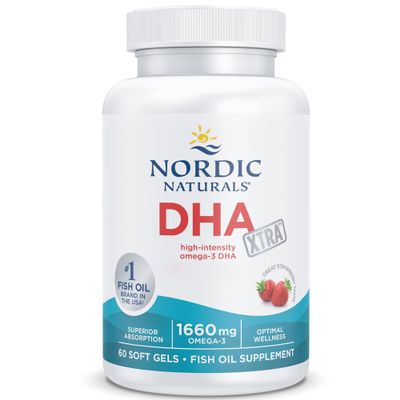 Nordic Naturals, DHA Xtra, 1660mg Omega-3, Fish Oil with EPA and DHA, Strawberry Flavour, 60 Softgels, Soy-Free, Gluten-Free, Non-GMO