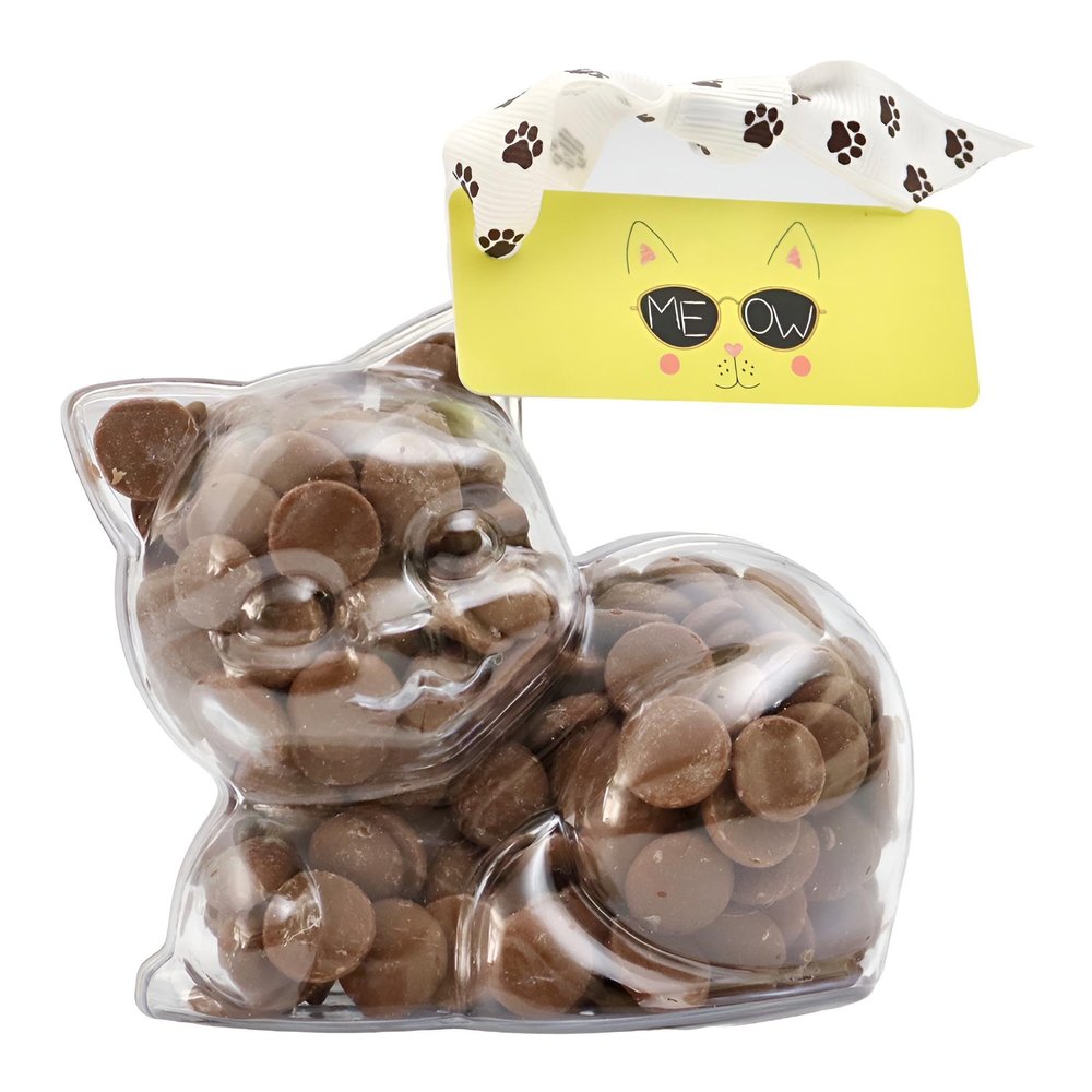 ButtonChocs Chocolate Kitten - Meow. Belgian Milk Chocolate Gift. Cat Lover Gift.