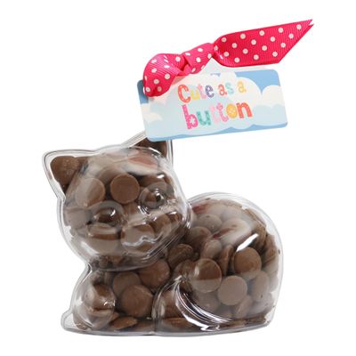 ButtonChocs Cute as a Button Chocolate Kitten. Belgian Milk Chocolate Cat Gift. Cat Lover Gift.
