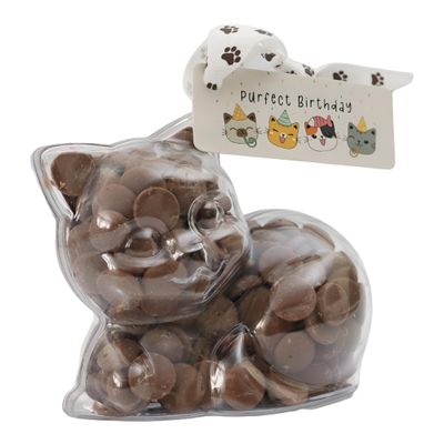 ButtonChocs Birthday Chocolate Kitten - Purfect Birthday. Belgian Milk Chocolate Gift. Cat Lover Gift.