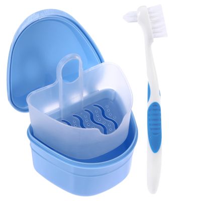 PLAFOPE Case for Soaking Dentures Storage Box Brush Holder Bath Box for Travel for Cleaning Cleaning Case