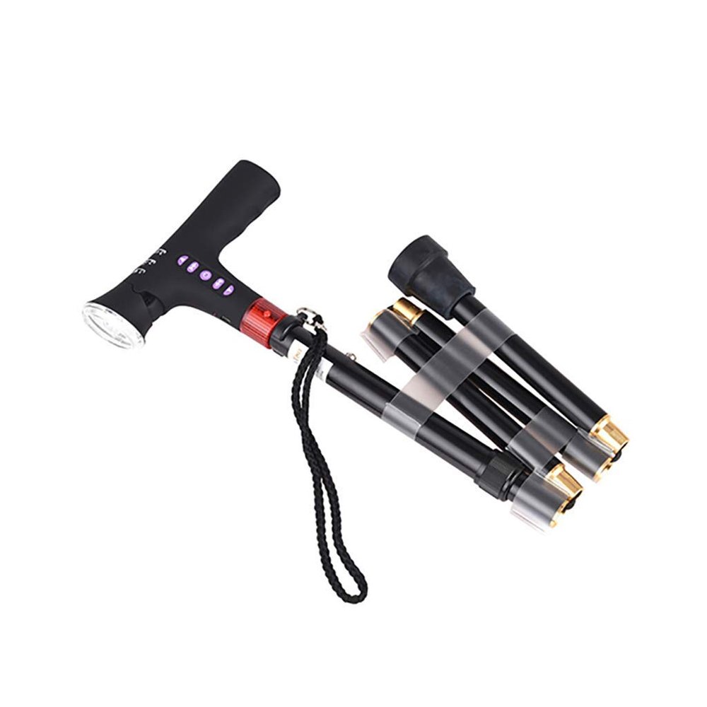 GGZONE Folding Walking Cane with LED Light and Alarm Button, Lightweight Collapsible Portable Adjustable Walking Stick - for Men, Women, Elder beautiful scenery