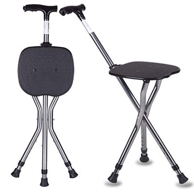 GGZONE WALKING STICK SEAT Folding Cane Seat Three leg walking stick with seat Adjustable Folding Walking Cane Chair Stool/Switch LED beautiful scenery