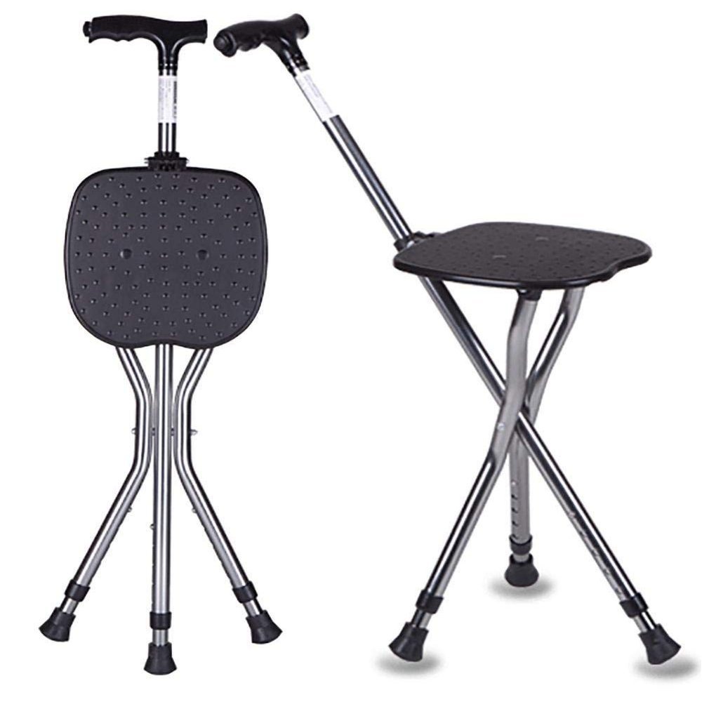 GGZONE WALKING STICK SEAT Folding Cane Seat Three leg walking stick with seat Adjustable Folding Walking Cane Chair Stool/Switch LED beautiful scenery