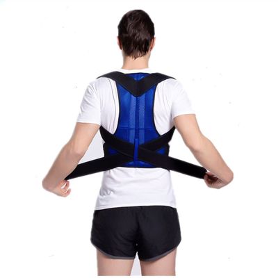 Back Brace Lumbar Support Belt Waist Backbrace Posture Corrector Shoulder Neck Brace Waist-Support Breathable Fabric Lower and Upper Back Pain Relief (Color : Black, Size : Medium) (Blue XX)