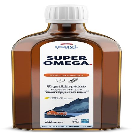 Osavi Super Omega, 2900 mg Omega3  250 ml Oil | Lemon Flavor | DHA & EPA from Sustainable Wild Fish | Supports Heart & Brain Health | Contributes to Normal Blood Triglyceride Levels